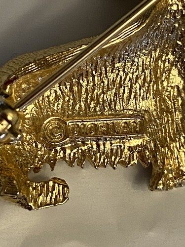 VINTAGE D’Orlan Boucher Numbered Skye Terrier Dog Pin Brooch 5196 Gold Plated VG - Picture 5 of 7