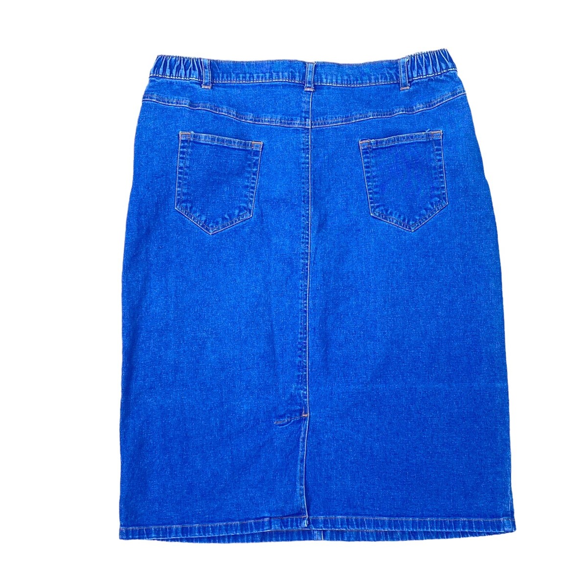 Vicki Blue Woman's Denim Skirt Size 14P Blue Stretch Waist