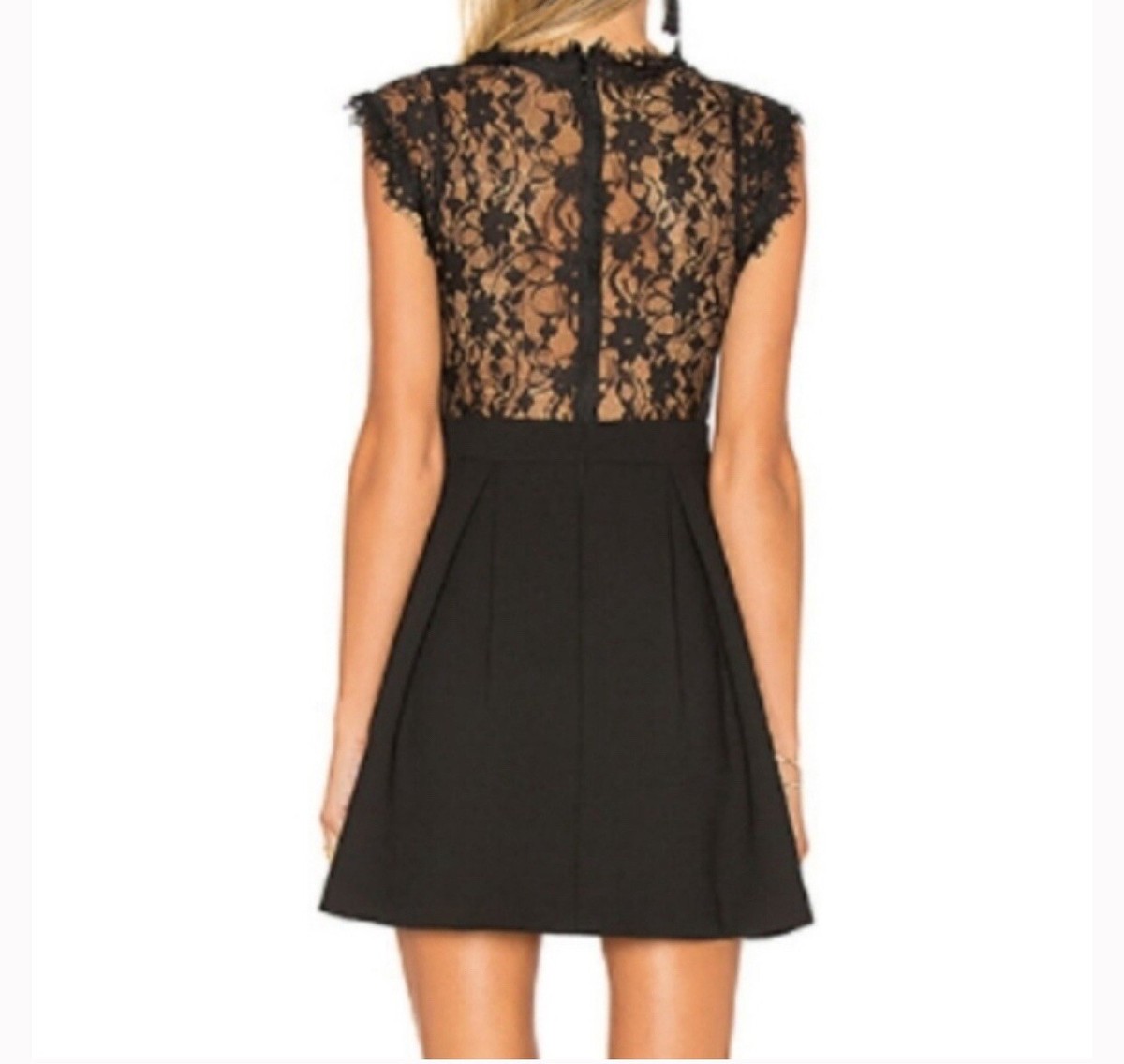 blue dress for baby girl BCBGMAXAZRIA Black Lace-Trim Midi Dress – Runway Catalog main image 1