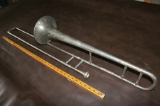 RARE Antique RUDOLPH WURLITZER silver "The Lyrir" trombone COMPLETE + mouthpiece