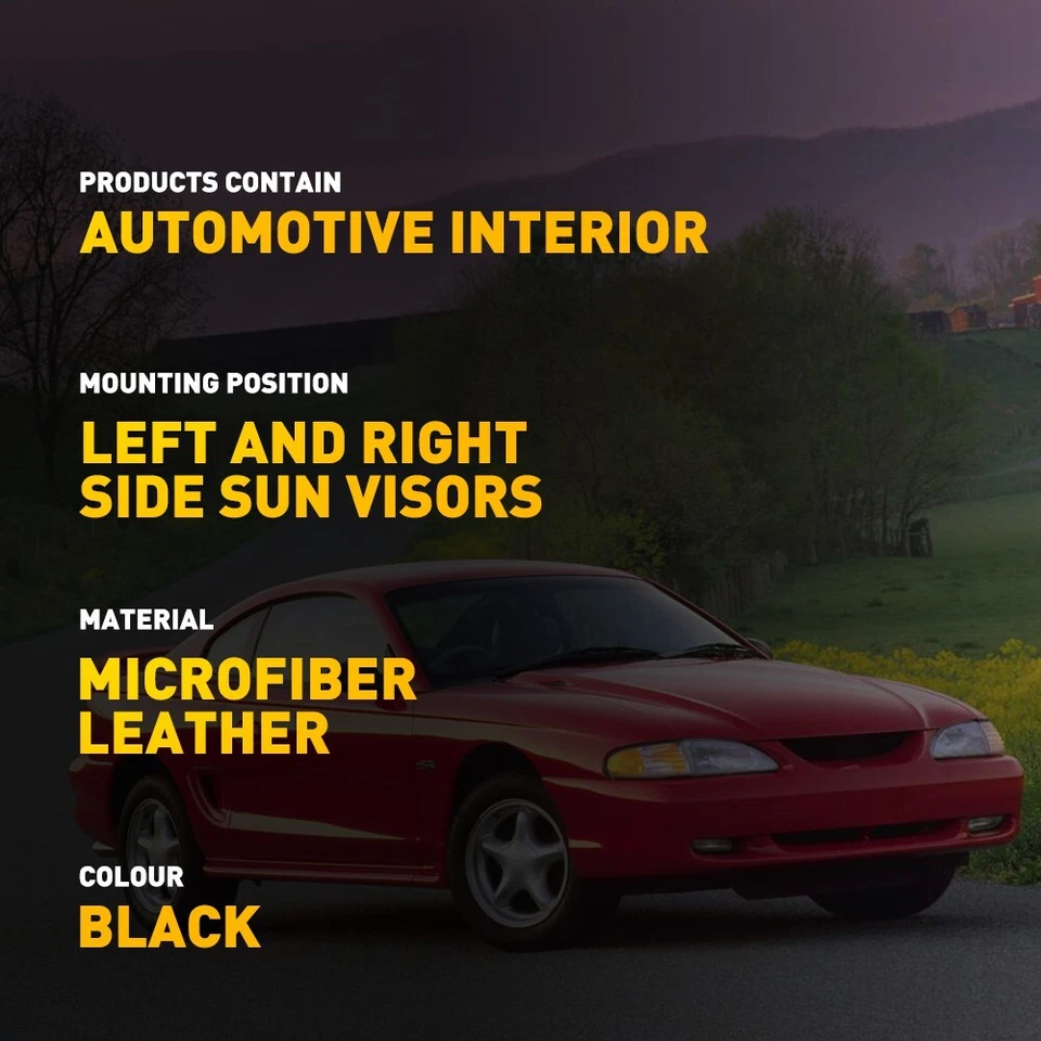 Par de cubiertas de reparación parasol aptas para Ford Mustang repuesto 1994-2004 cuero negro Foto 2 de 4