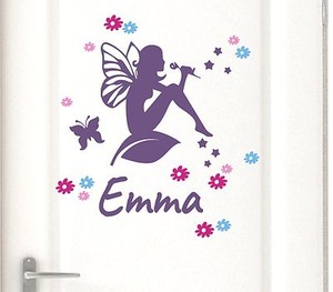 Wandtattoo Turaufkleber Namen Madchen Kinderzimmer Susse Fee Schmetterling Pkt14 Ebay