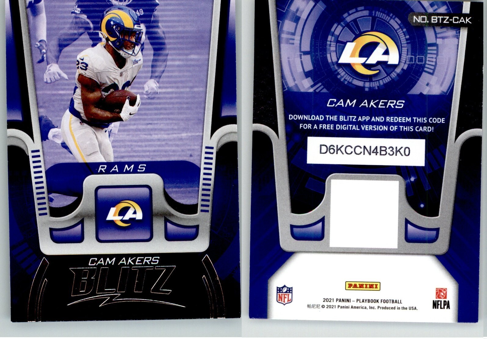 Cam Akers 2021 Panini Playbook BLITZ #BTZ-CAK Los Angeles Rams | eBay
