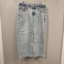Gap Skirt Womens Size 8 Blue Light Wash Denim Maxi Length Front Slit Raw Edge