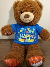 Build A Bear Happy Birthday Brown Teddy Bear Stuffed Animal Plush 16" BABW