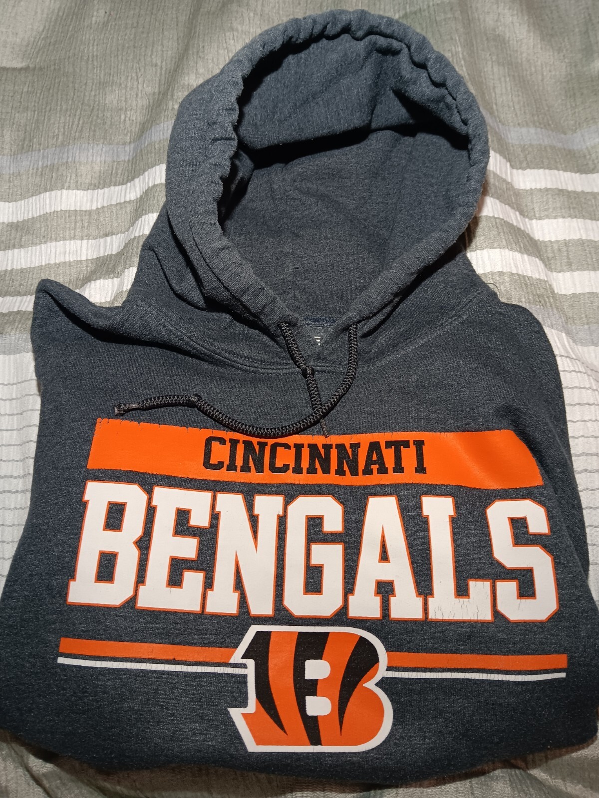 NFL Cincinnati  Bengals Hoodie Pullover  Sweater  Team Apparel Gray Sz Lrg