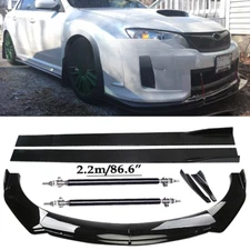 Front Bumper Lip Spoiler Side Skirts Rear Glossy Black For Subaru WRX STI