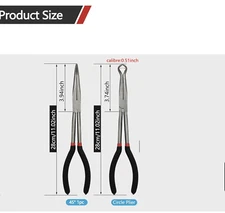 2-Piece Long Nose Pliers Combo – 45° Bend & O-Type | 11in Length | 60mm  NEW