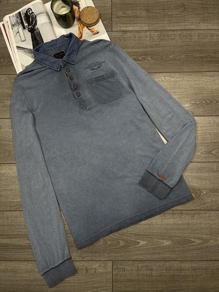 Men PME Legend Polo Long Sleeve Navy Cotton 44 /