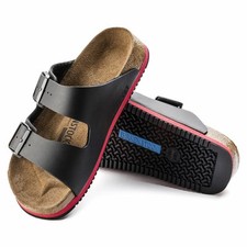 BIRKENSTOCK ARIZONA SL BLACK/RED MEDIUM/NARROW WIDTH SUPER GRIP PROFESSIONAL OCC