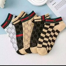 Mens Luxury Designer Branded Socks 5PC Breathable Anti-odor