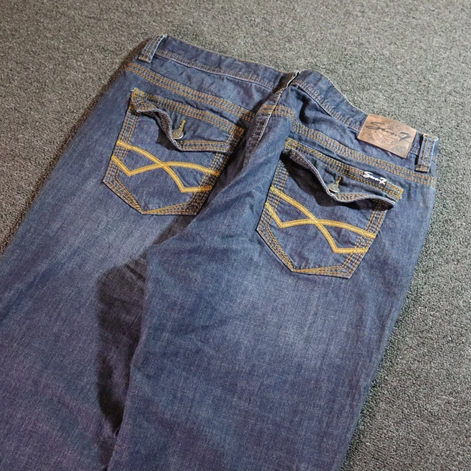 Jeans Seven7 holgados bootcut bordados grunge Y2k azules 40x32 Foto 3 de 4