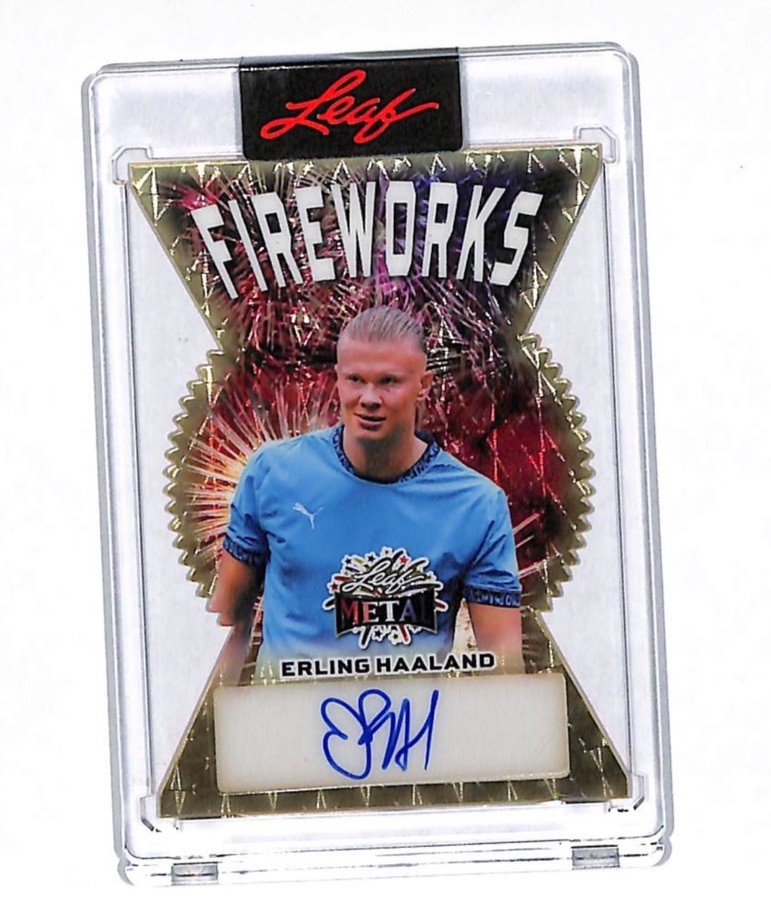 2026 Leaf Metal Independence Day Erling Haaland Fireworks 1/1 Gold Auto Card