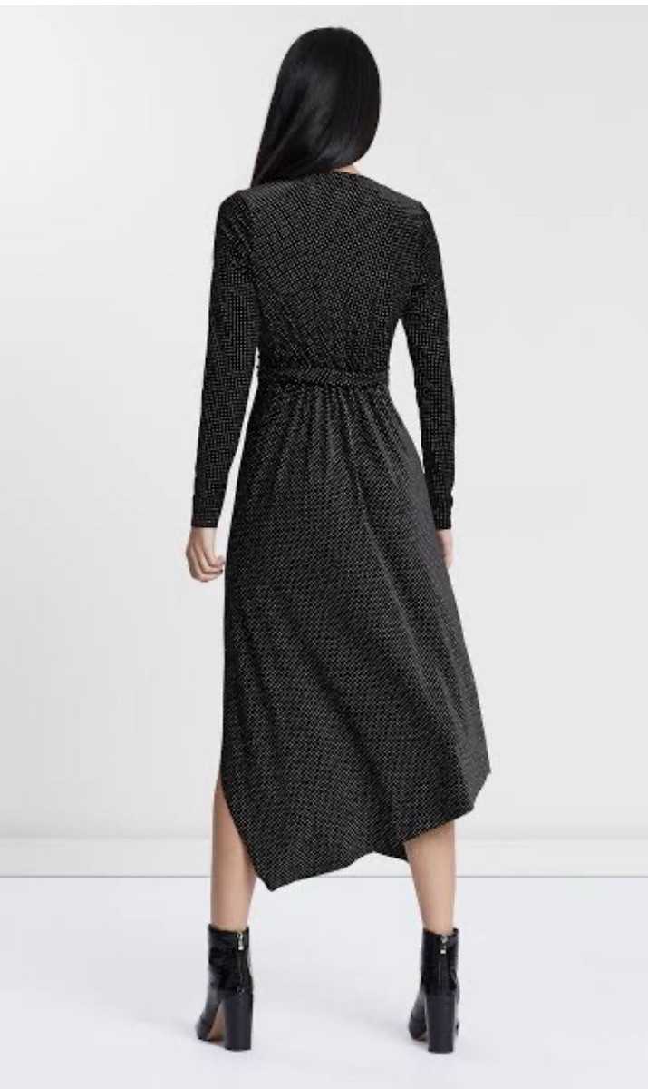 sass & bide Black Gold Glitter Velvet Wrap Dress XS Polka Dot Asymmetrical  | eBay