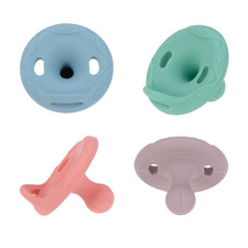 2 Piece 100 Silicone Cherry/Natural Shape Pacifiers, 6-12 Months, Blue/Green or