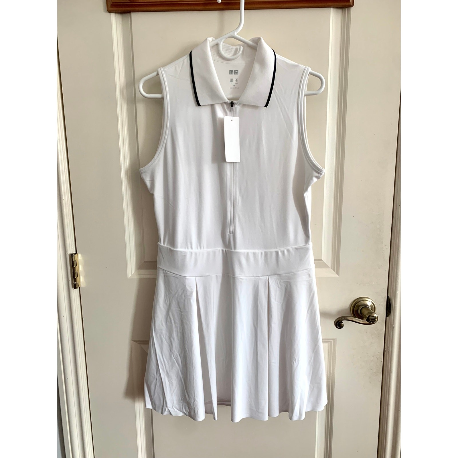 NWT Uniqlo AIRism Soft Polo Sleeveless Dress in White Women's XL