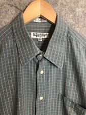 Vintage Givenchy Shirt Mens 16.5 Grey Check Monsieur Career Business Classic