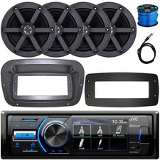 JVC Bluetooth Stereo Receiver, 4x 6.5" 100W 2-Way Marine Speakers, Wire, Antenna
