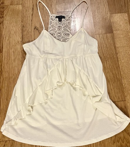 American Eagle Size S Ruffles & Lace Super Cute Tank Top Racer Back Thin Strap