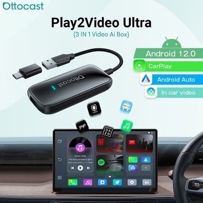 Ottocast Play2Video Ultra AI Box Wireless CarPlay Android Auto YouTube Netflix