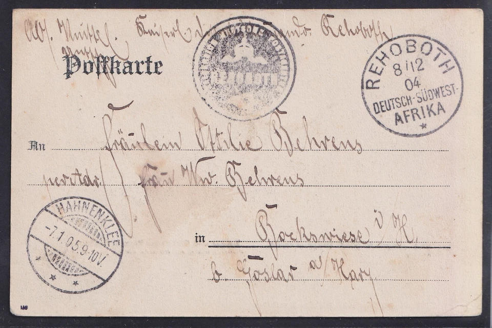 75742) REHOBOT DEUTSCH-SÜDWEST-AFRIKA 1904 AK Okahandja mit Dienstsiegel - Bild 1 von 2