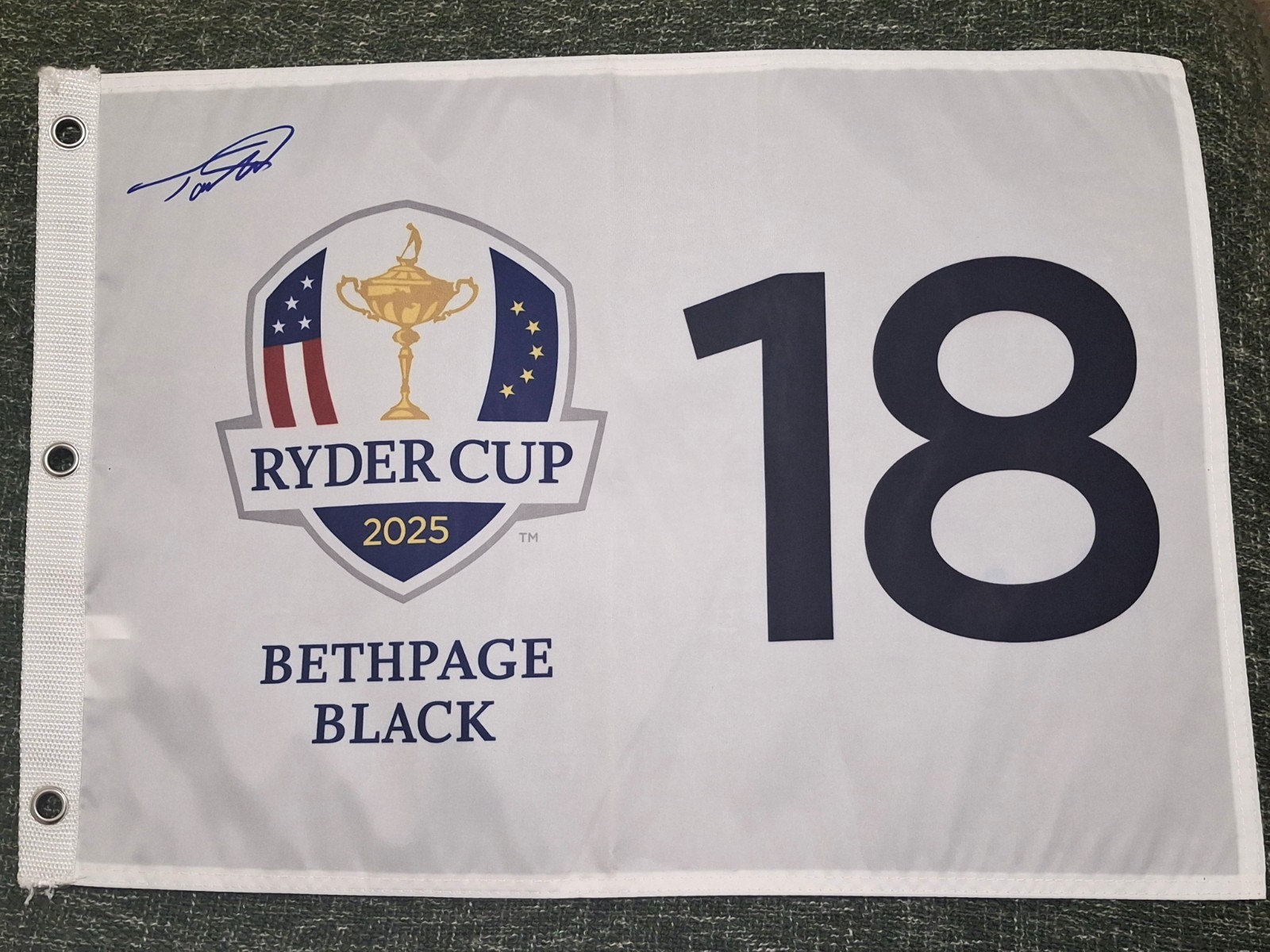 tommy fleetwood Autographed Signed 2025 RYDER CUP FLAG - JSA COA - BETHPAGE BLACK 