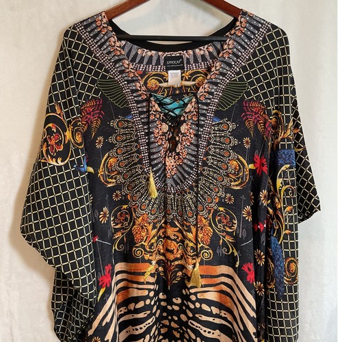 Sakkas Yeni Short Sleeve V Neck Caftan long Summer Dress Cover Up