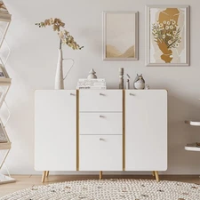 Sideboard with three drawers, two doors, and adjustable shelves