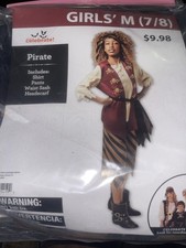 Girls' Size Small 7-8 Pirate Halloween Costume 4-Piece Set Free Ship 