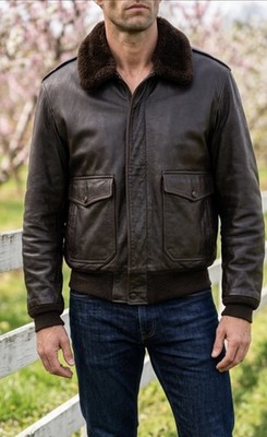 Vintage Schott NYC I-S 674 M-S Brown Leather G1 Flight Jacket Talon Zip 38 USA