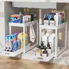 2 Pack Pull-Out Storage Organizers, under Sink Organizer and Storage for Bathroo
