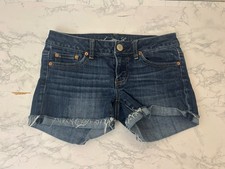 American Eagle Low Rise Shortie Distressed Denim Shorts Women s Sz 2 Stretch