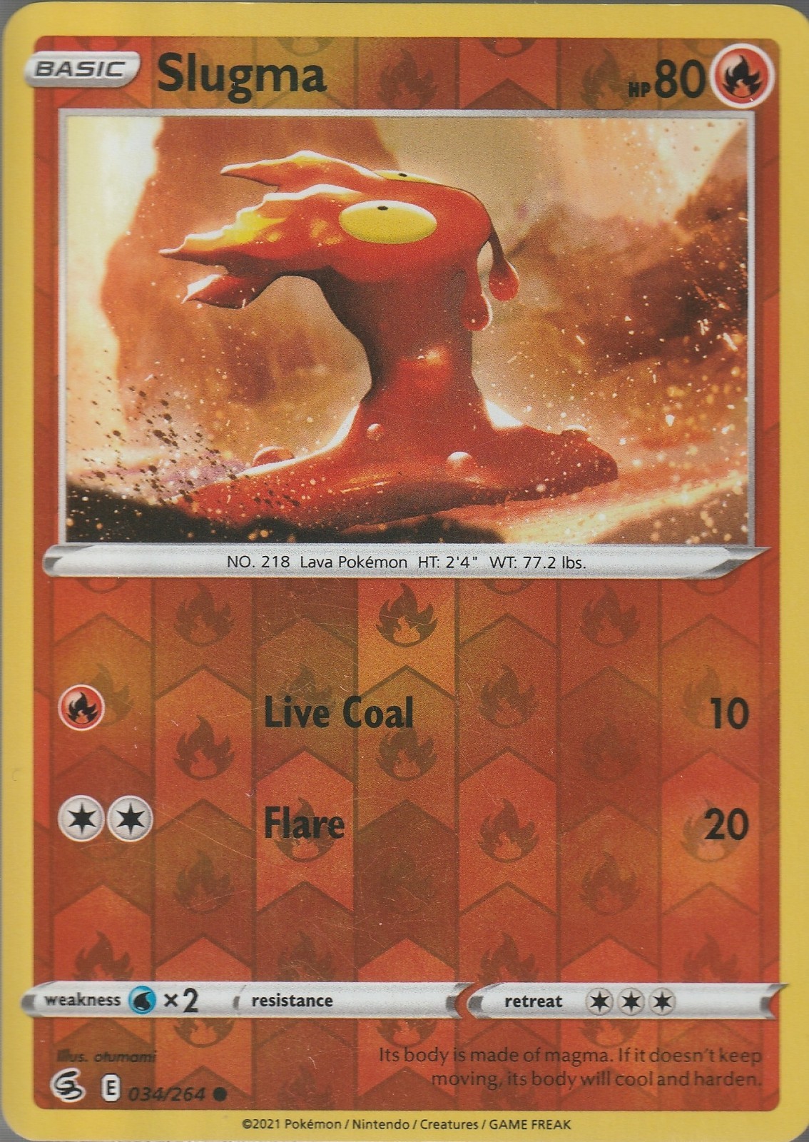 Slugma 034/264 Reverse Holo Fusion Strike Common Pokemon TCG NM