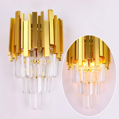Frixchur Gold Crystal Wall Light 3 Tiers Crystal Wall Sconce Lighting Led Wall