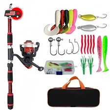 Telescopic Fishing Rod Reel Combo Set with Lures Hooks Portable Travel Kit
