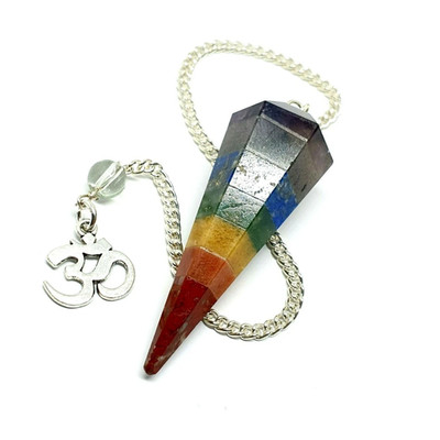 7 Chakra Wünschelrutengänger Pendel gebunden Kristall Spirituell Om Kette Wah...