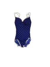 Vintage Anne Cole Collection Blue  White Polka Dot Swimsuit
