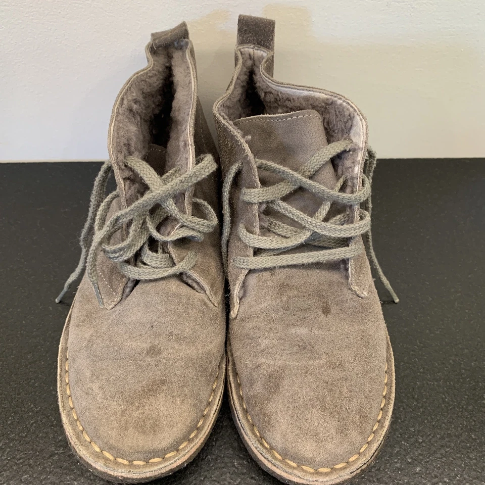 Lote de TRES pares de botas de gamuza Crewcuts zapatos niños talla 2 azul marrón gris piel de oveja Foto 4 de 4