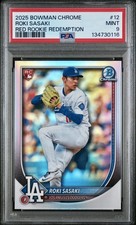 2025 Bowman Chrome RED ROOKIE RC #12 Roki Sasaki (RC,SP) 🔥PSA9🔥 DODGERS!