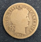 1914-P Barber Silver Dime KM #113 Liberty Head. Good Condition!