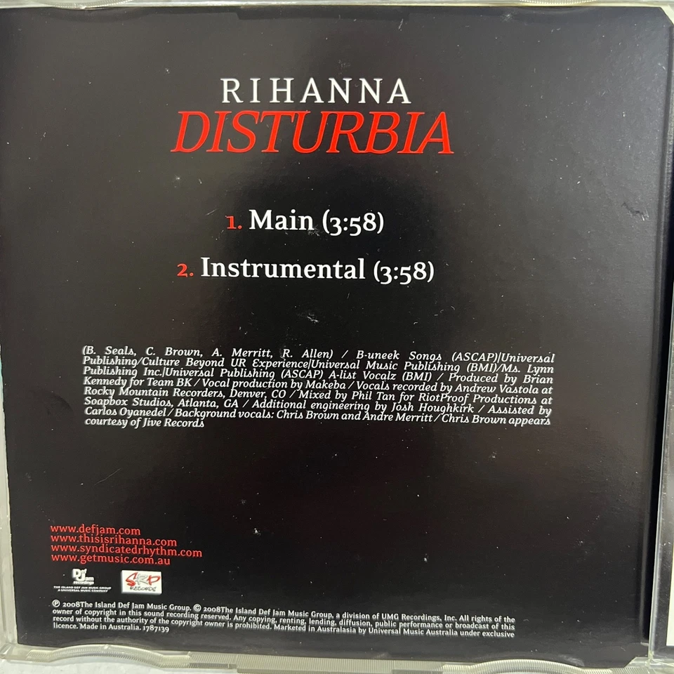 Rihanna Disturbia 2 Track CD Single 2008 Aus Pressing - Image 2 of 3