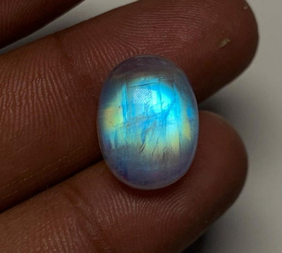 AAAAA Rainbow Moonstone Multi Blue Flashy Fire Oval Shape Cabochon Size 12X16 MM