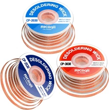 3PCS Solder Wick Braid Set 10FT Each 0.08 0.1 0.12in No Clean Desoldering Kit