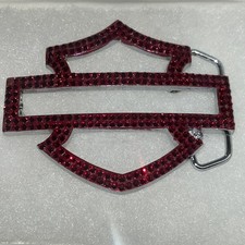 Harley-Davidson Womens Bar Shield Bling Red Vintage belt buckle Red Rhinestones