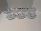 Vintage Anchor Hocking Blue Bubble Cup And Saucers Sets Lot Of 7 Sets