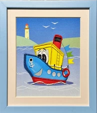 RIOLIS 0072 PT Stitched and Framed Cheerful Tugboat