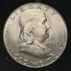 1963 (D) Franklin Half Dollar Uncirculated 90% Silver 50C US Coin