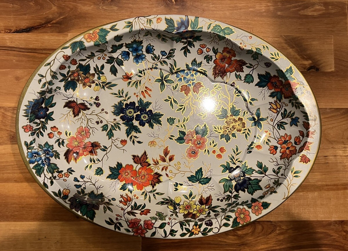 Vintage Daher Decorated Ware Oval Tray Dish Floral 11101- Made in