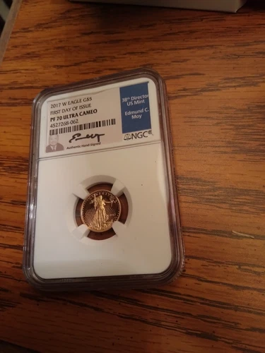2017 W  $5 1/10 OZ FIRST DAY ISSUE GOLD EAGLE NGC PF 70 ULTRA CAMEO ITEM MOY SIG