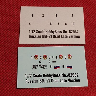 Decals Russian BM-21 Grad Late 1:72 Scale Model Truck Part Hobby Boss
